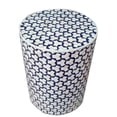 thumbnail image 2 of Rudraksha Corporation Bone Inlay End Table. This cylindrical accent table features a Moroccan star pattern. It is handmade furniture., 2 of 3
