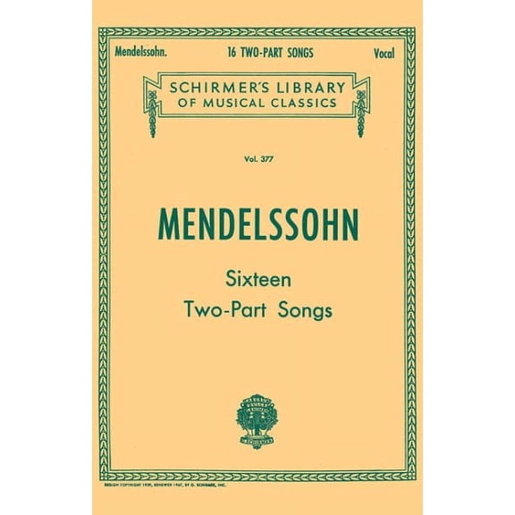 16 Two-Part Songs: Schirmer Library of Classics Volume 377 Vocal Duets (Paperback)