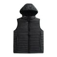 thumbnail image 2 of Zedker Men's Hooded Puffer Vest Winter Thermal Full Zip Sleeveless Down Jacket Causal Solid Color Warm Outerwear with Pockets Black XXL, 2 of 6