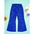 thumbnail image 3 of inhzoy Kids Girls Elastic Waist Sparkly Sequin Flared Pants Dance Performance Shiny Bell-Bottom Trousers Royal Blue 5-6, 3 of 7