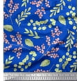 thumbnail image 1 of Soimoi Blue Cotton Duck Fabric Red Berries & Leaves Decor Fabric Printed Yard 56 Inch Wide, 1 of 3