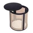 thumbnail image 2 of 15.7 Inch Round End Table Hollow Rattan Woven Side Table Small Rubber Wood Nightstand Chic Black Home Decor Desk Easy Assembly, 2 of 10