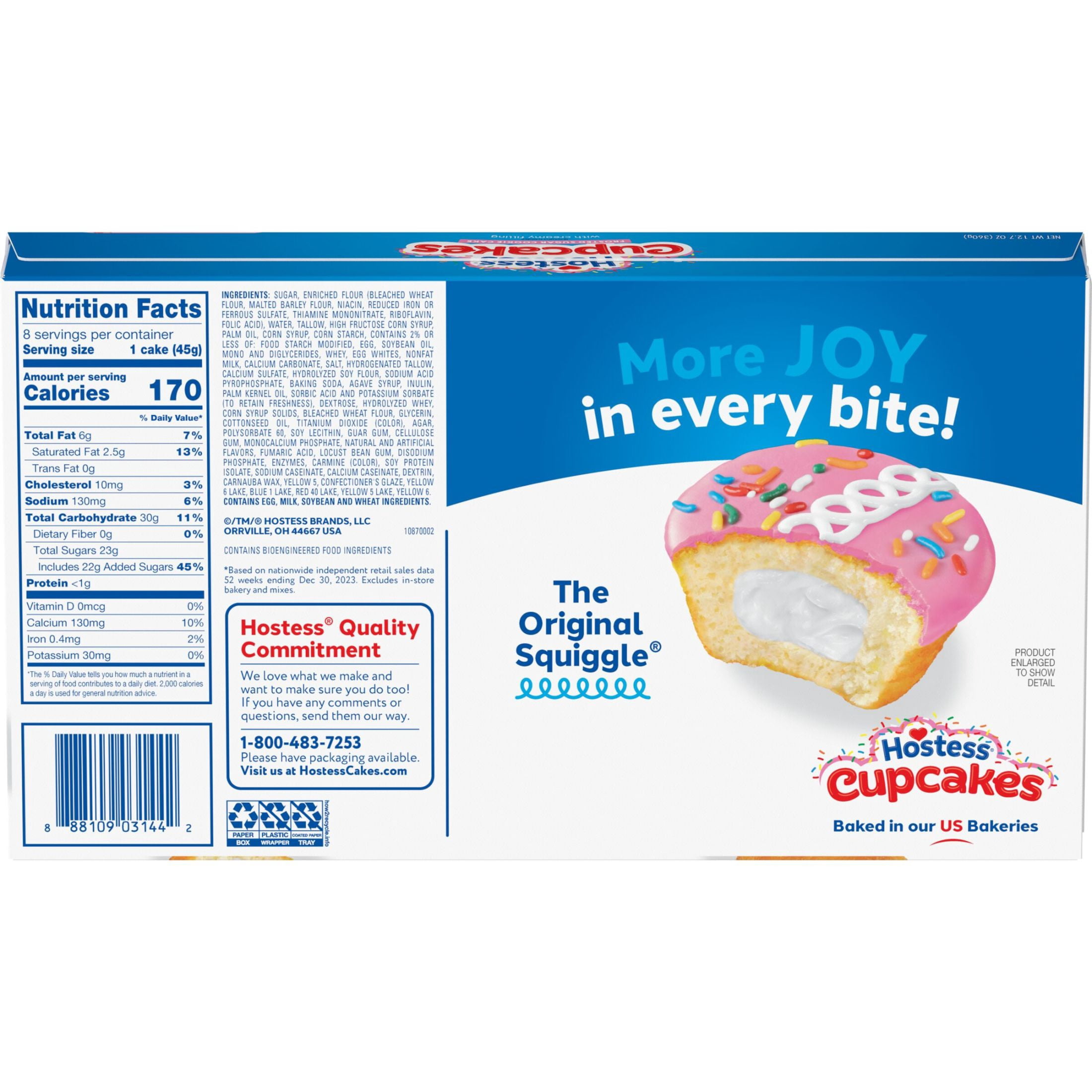 (3 pack) Hostess Cupcakes, Frosted Sugar Cookie Artificially Flavored Snack Cakes, 12.7 oz Box (8 Count, Individually Wrapped)