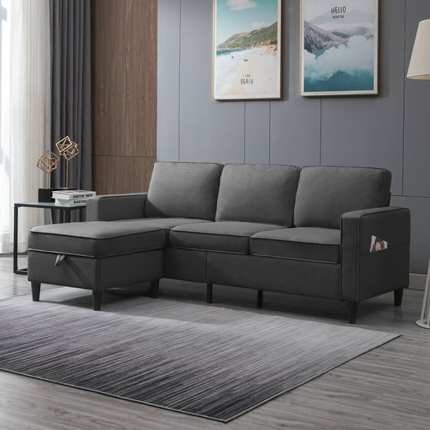 Mjkone L-Shaped Sectional Couch with Storage Ottoman, Couches for ...