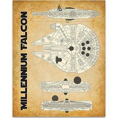 Star Wars Millennium Falcon Art Print - 11x14 Unframed Art Print - Great Gift for Star Wars