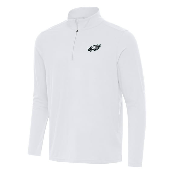Men's Antigua White Philadelphia Eagles Intent Quarter-Zip Pullover Top