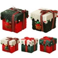 thumbnail image 5 of Opvise Reusable Cloth Christmas Gift Box 12cm Foldable Ribbon Closure Holiday Packaging Decorative Present Box, 5 of 8