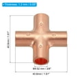 thumbnail image 2 of Uxcell Copper Cross Pipe Fitting 4 Way Welding Copper End Feed Equal Connector for Plumbing 3/8" 4pcs, 2 of 5