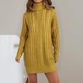 thumbnail image 2 of Women's Sweater Dress Autumn Winter New Slim Knit Dress Turtleneck Cable Pattern Long Sleeve Knitted Gown Dress, 2 of 5