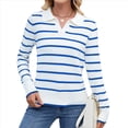 thumbnail image 1 of Camisas de Mujer con Cuello de Solapa, Cuello en V, Blusa de Larga, Blusa Informal Elegante. Azul L, 1 of 8