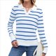thumbnail image 1 of Camisas de Mujer con Cuello de Solapa, Cuello en V, Blusa de Larga, Blusa Informal Elegante. Azul M, 1 of 8