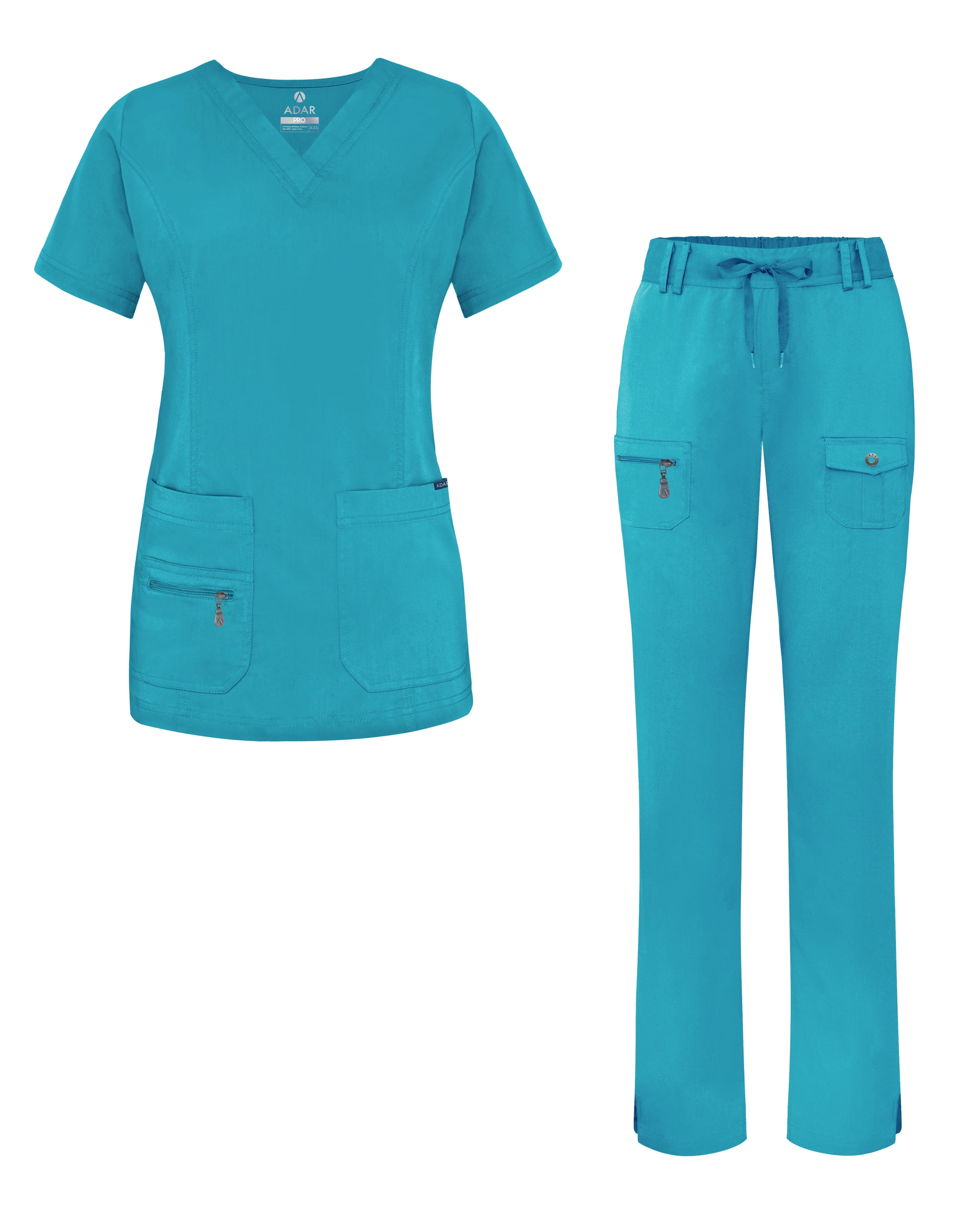 Adar Uniforms Women’s Scrub Set Enhanced VNeck Top/Multi Pocket