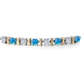 thumbnail image 4 of Gem Stone King 925 Silver and 10K Yellow Gold White Moissanite and Simulated Blue Opal Bracelet for Women | 1.92 Cttw | Gemstone Birthstone | Round 4MM | Adjustable up to 9 inch, 4 of 8
