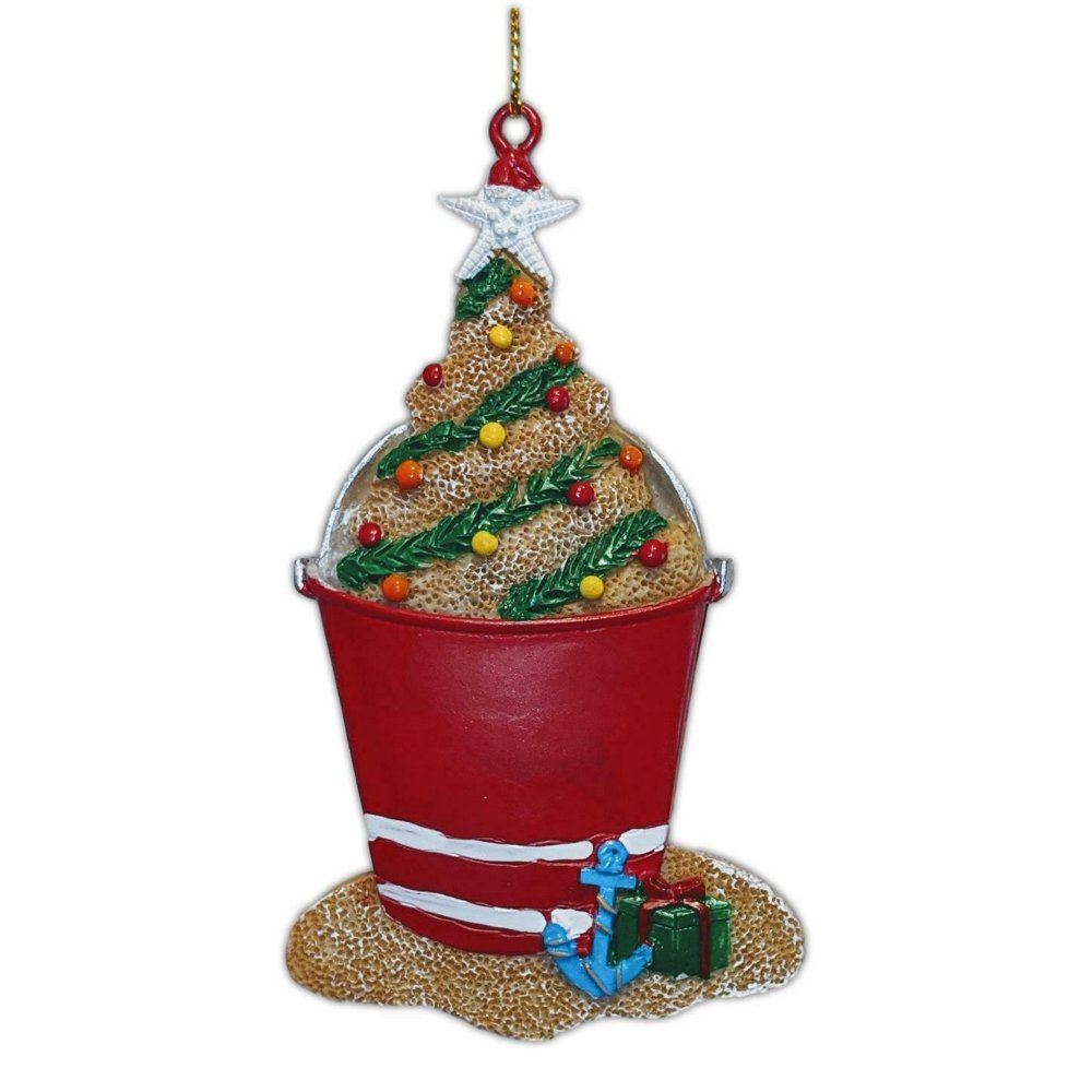 Decorated Beach SAND BUCKET Coastal Christmas Ornament, by Chesapeake