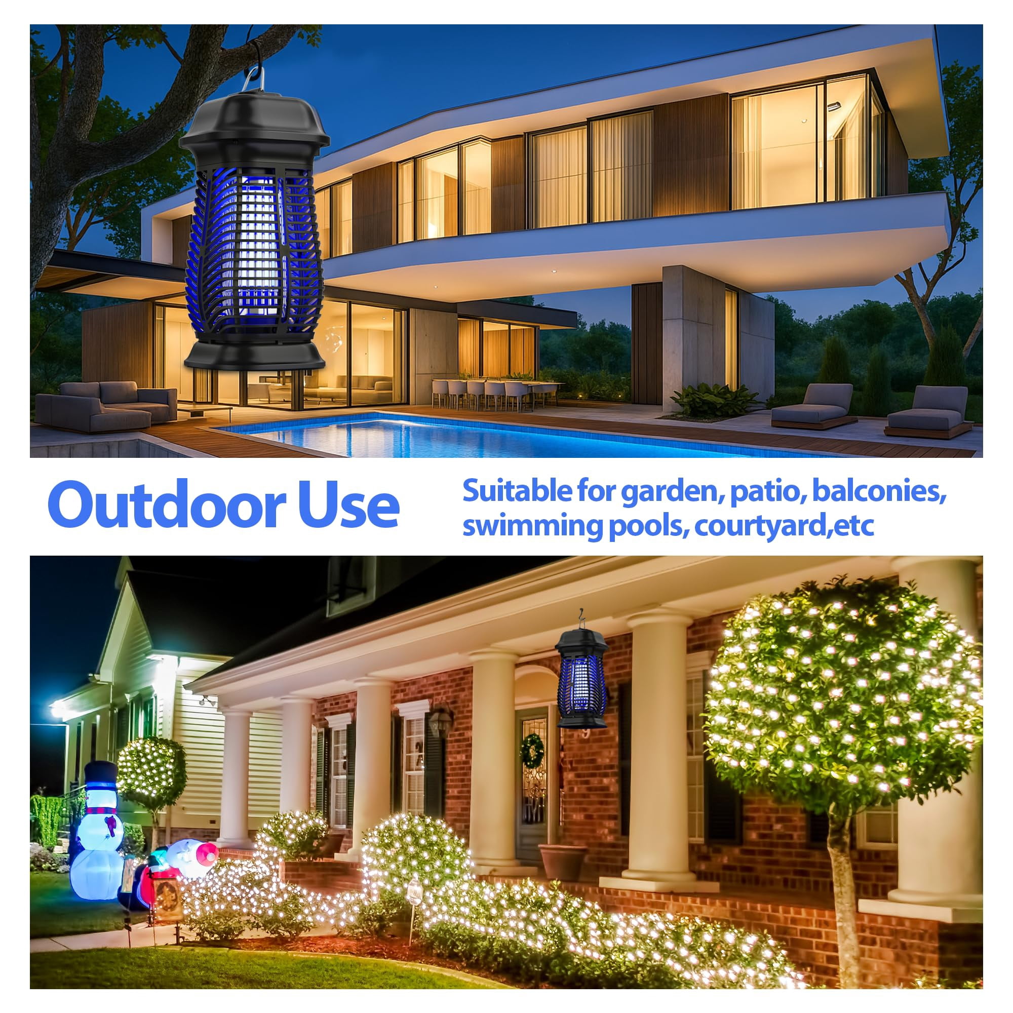 Zapper  Electric Mosquito Outdoor Fly Traps Indoor Flying Killer 85-120v 4200v Abs Plastic Outer (black)