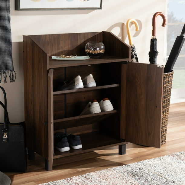 Baxton Studio Rossin Modern Walnut Brown 2-Door Shoe Cabinet - Walmart ...