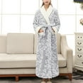 thumbnail image 2 of Penkiiy Womens Plush Bathrobe Warm Fleece Soft Long Robe Fuzzy Full Length Gown Shower for Women XL Silver, 2 of 5