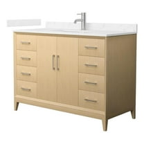 Janna 48" White Oak Single Vanity Carrara Cultured Marble Top & Nickel Trim
