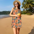 thumbnail image 3 of Uemuo Autumn Pumpkins Gingham Pattern Women’s Sleeveless Dress – Casual Summer A-Line Dress, Stylish and Comfortable Sundress for Hot Weather, 3 of 7