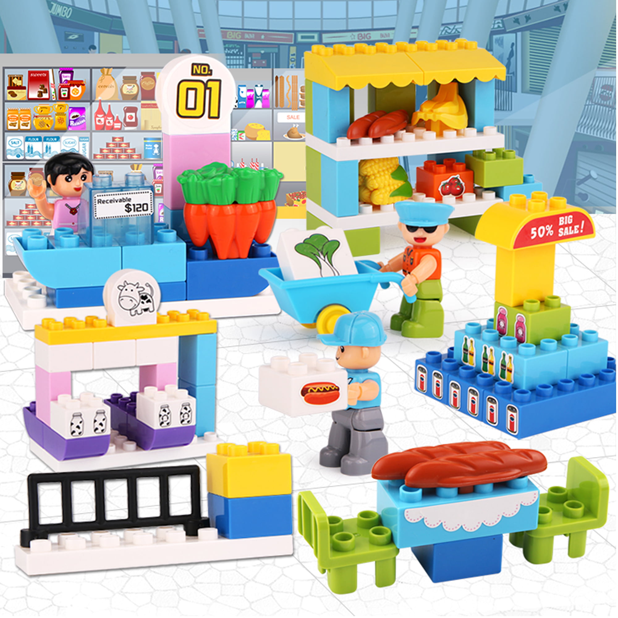 Fun & Educational Kids Interlocking Story Block Building Set from ELE TOYS 74 Pieces Joey Visits the Airport 