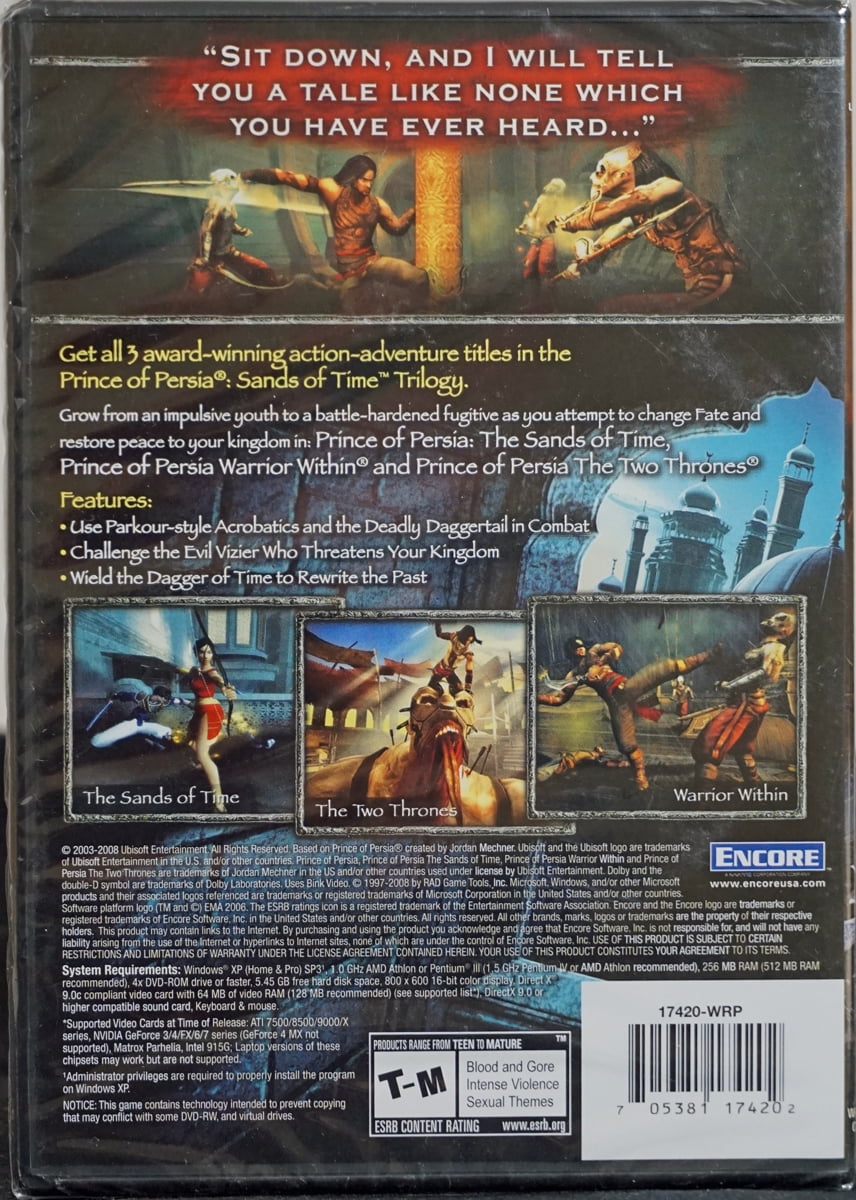 Prince of Persia: Sands of Time Trilogy (3 PC Games) Warrior Within, Two  Thrones 705381174219