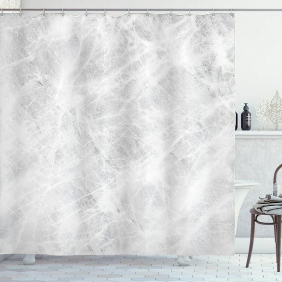 Ambesonne Marble Print Shower Curtain, Pastel Onyx Effects, 69"Wx84"L, Pale Grey White