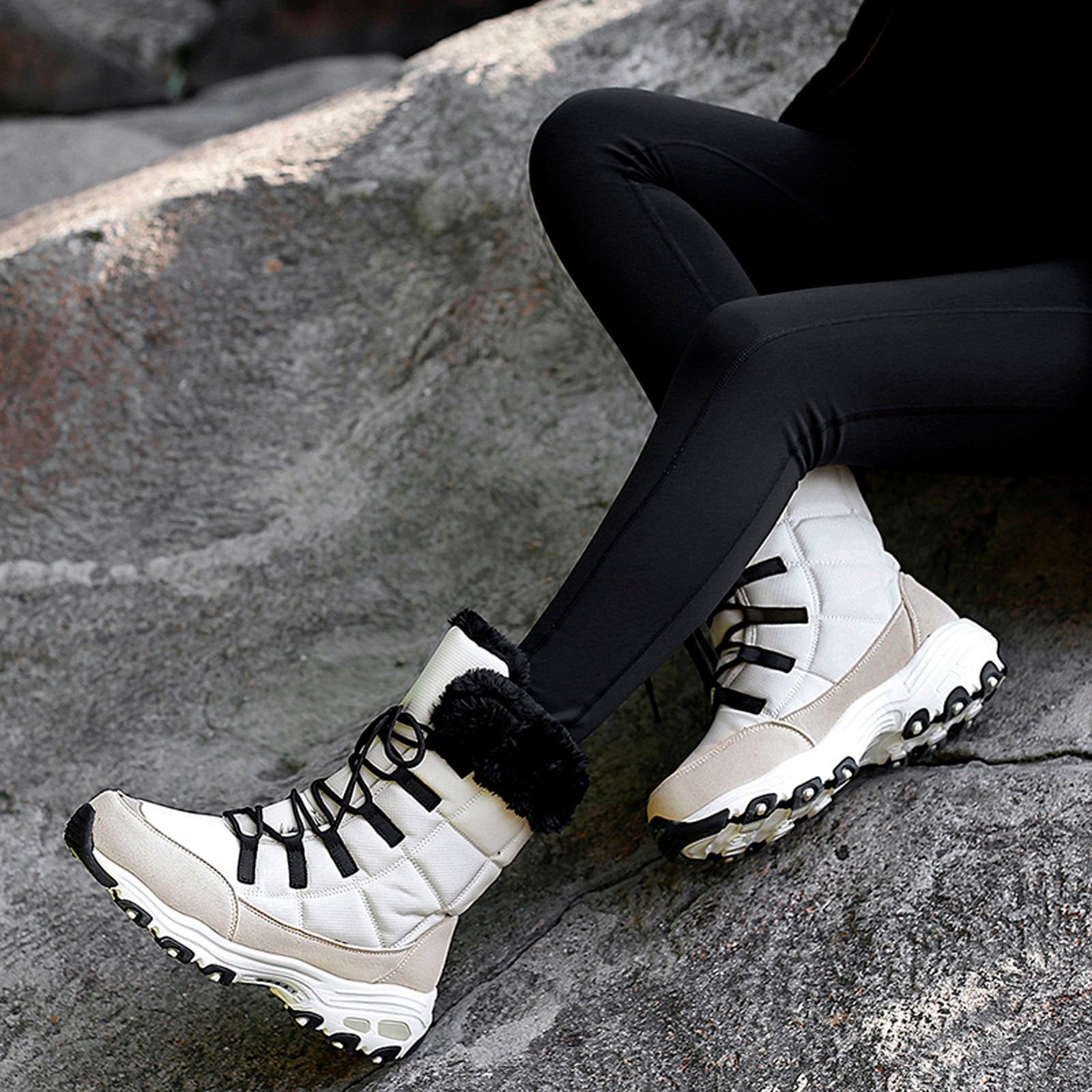 Juebong Boots on Sale 2022 Lug Sole Non-Slip Mid-Tube Women Mid