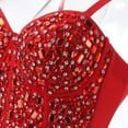 thumbnail image 7 of AKGEAMN Womens Tank Tops - Womens Corset Top Bustier Push up Rhinestone Diamond Tight Fitting Suspender Club Party Vest Solid Short Fashion, Red-L Women S Polyester Suspender, 7 of 7