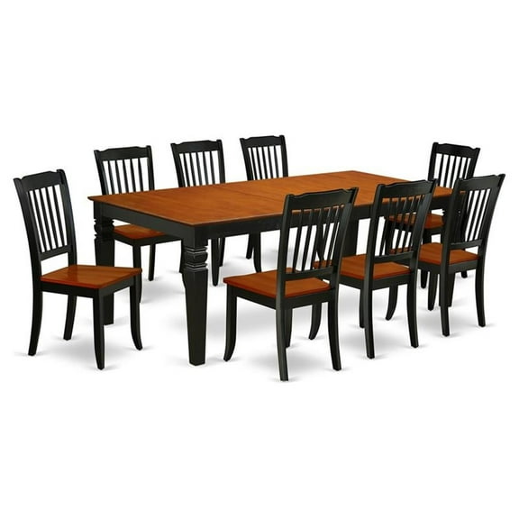 Atlin Designs 9-piece Wood Dining Table Set in Black/Cherry