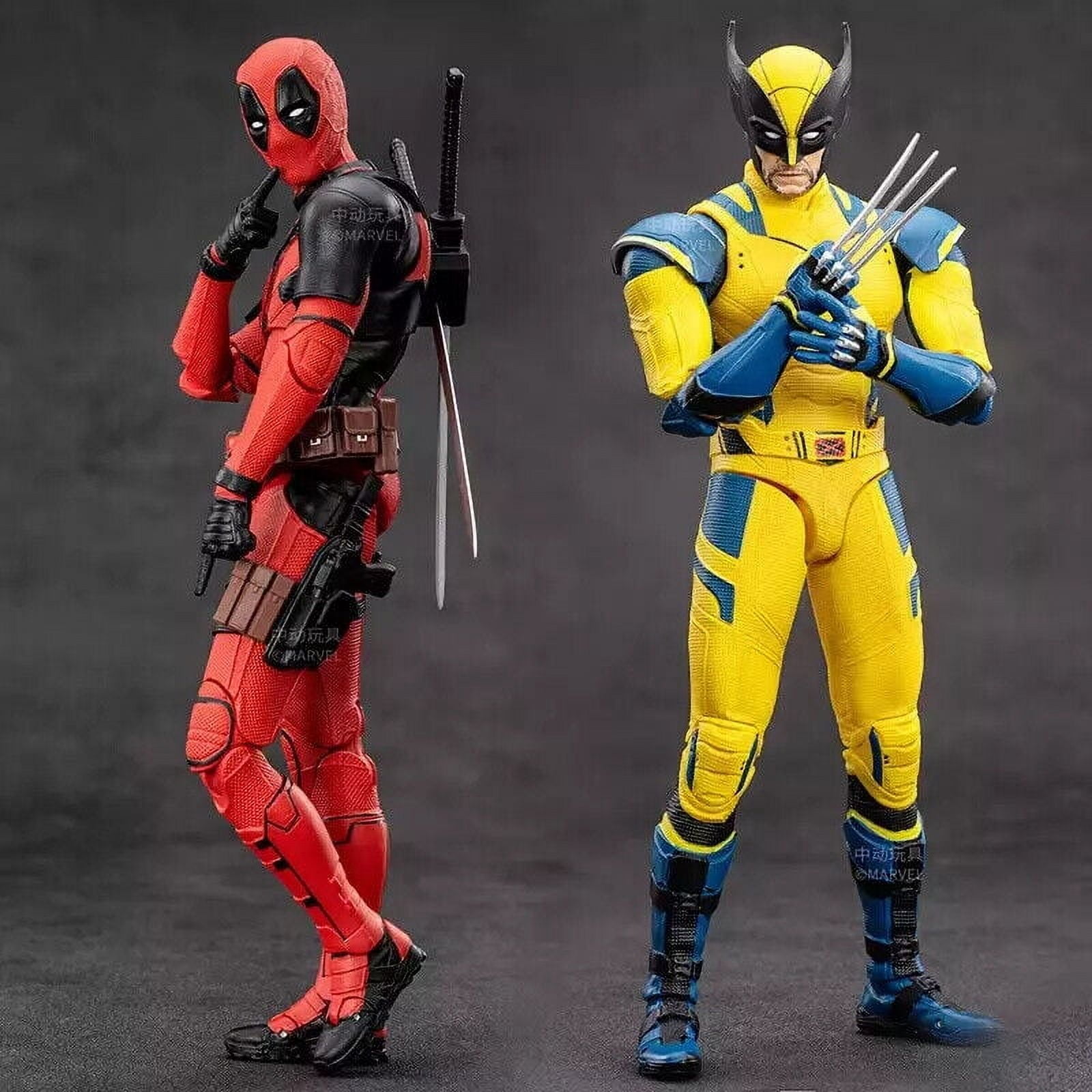 ZD Deadpool 3 Deadpool and Wolverine Action Figure Removable and Replaceable Face,Collectible Statue Action Figures Anime Desktop Decoration Ornaments Gift