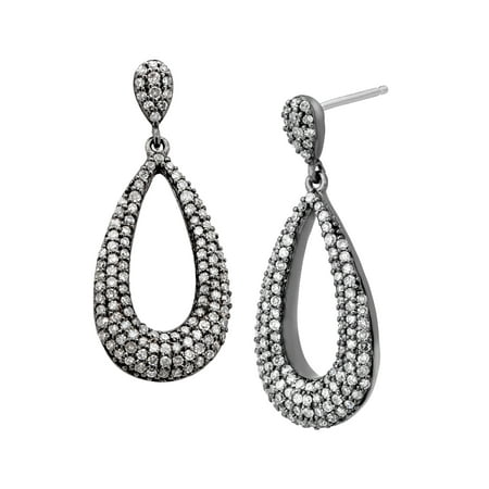 3/4 ct Diamond Drop Earrings in Black Rhodium Plated 14kt White Gold