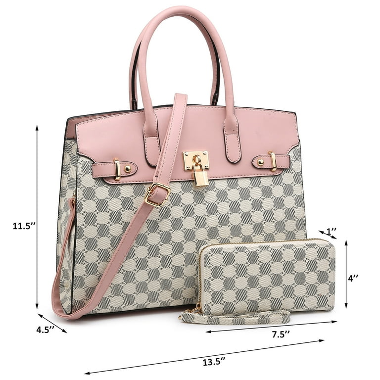 xB Women's Checkered Satchel Handbags and Wallet Set