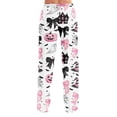 thumbnail image 6 of Halloween Elastic Waist Lounge Pants Women Wide Leg Print Soft Casual Sleep Pajama Pj Bottoms, 6 of 9
