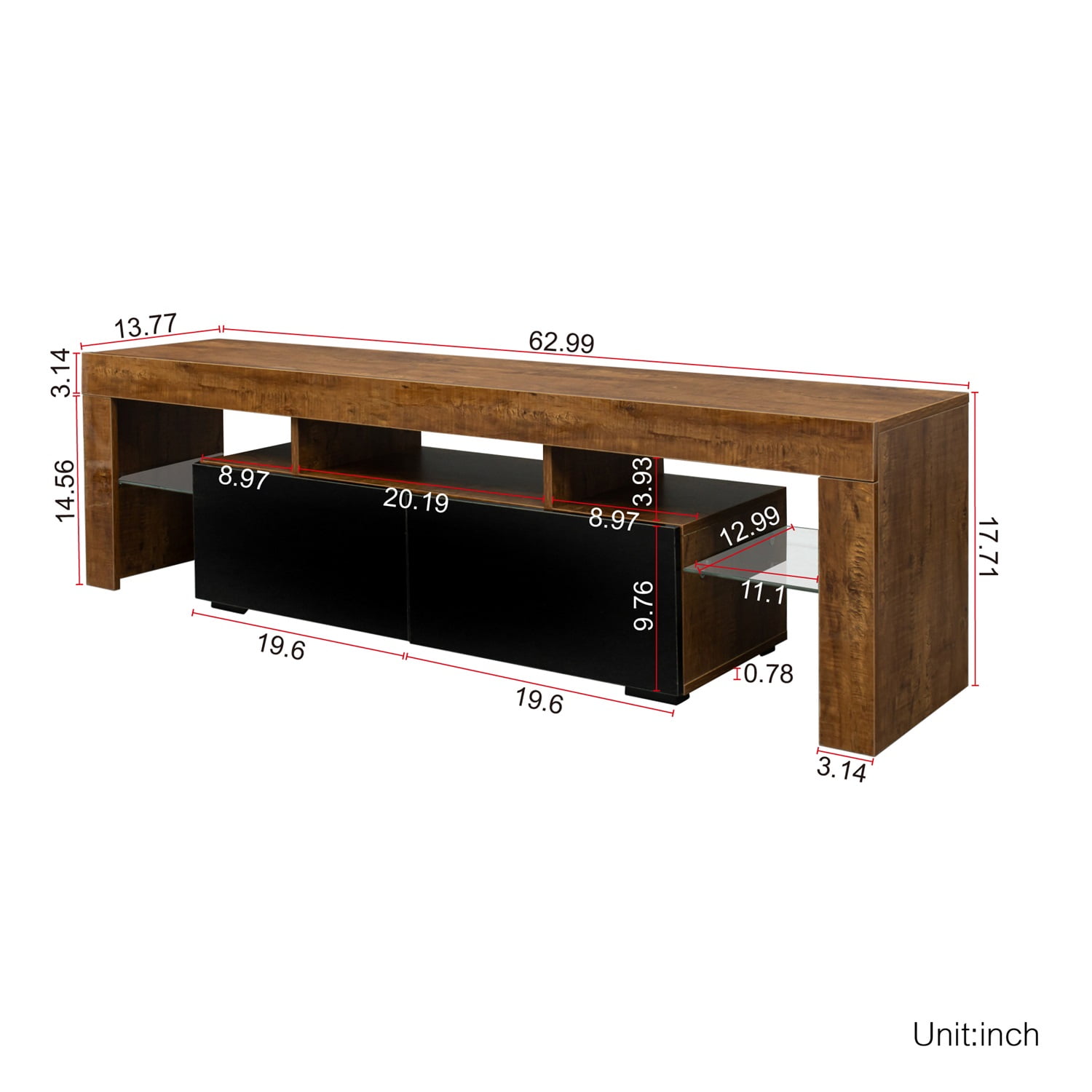 Kadyn Corner Tv Stand, Entertainment Center for Tvs with Storage, Tv Console with Rgb Lights for Living Room, Walnut Kadyn Corner Tv Stand, Entertainment Center for Tvs with Storage, Tv Console with Rgb Lights for Living Room, Walnut