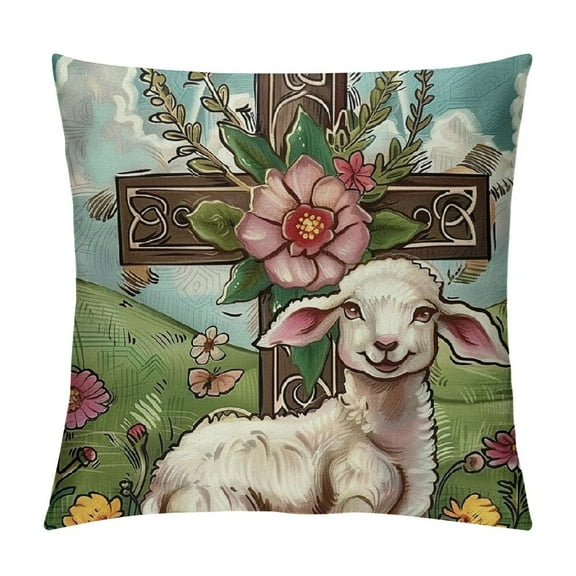 PHYHOO Easter Decorative Throw Pillow Covers, Faith This Home All Who Enter Outdoor Home Decor, Oh Come Let Couch Cushion Case