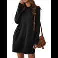 thumbnail image 1 of Vestidos para Mujer, Larga, Informales, Holgados, de Otoño, con Cuello Redondo, Minivestido con Bolsillos Negro S, 1 of 7