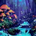 thumbnail image 5 of Orinice Mushrooms Stream of Water Forest Bathroom Decor Set with Hooks, Colorful Luxurious Graphic Print Polyester Fabric Fashion Shower Curtain, Waterproof Home Bathtubs Decoration, Multi Size 69x72, 5 of 7
