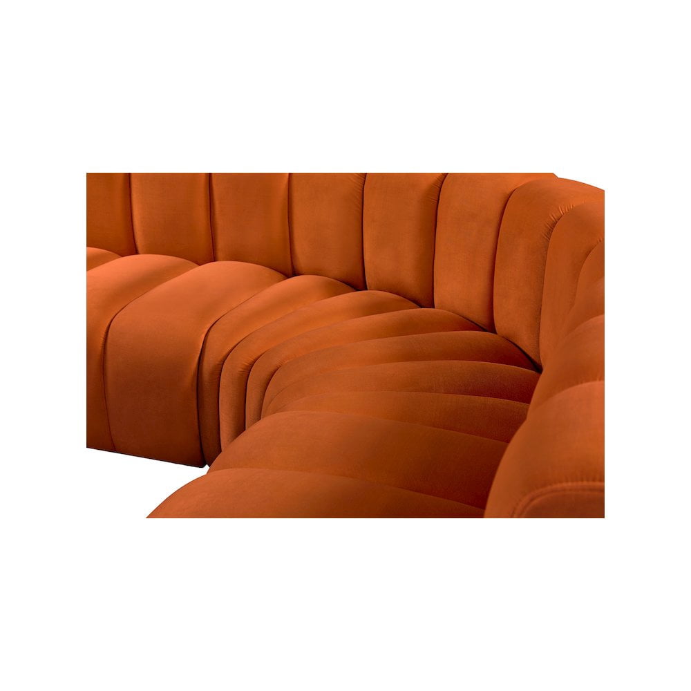 Meridian Furniture Arc Cognac Velvet Modular Sectional