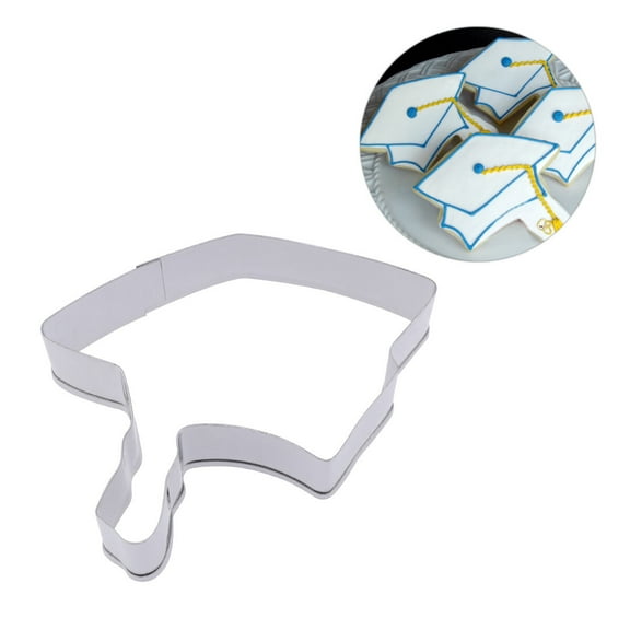 EXHUMKY Graduation Hat Cookie Cutter Silver Stainless Steel for Baking