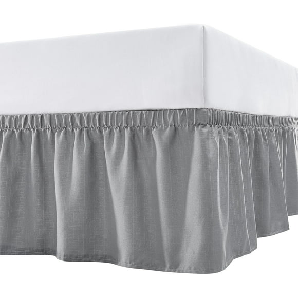 shiyou-Casual Living Bed Skirt Wrap Around Ruffled Style Box Spring Cover Bed Skirts for Bedroom Decor Machine Washable Premium Bedding 15-Inch Drop Elastic Dust Ruffle, King/California King, Grey