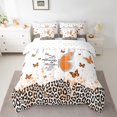 thumbnail image 2 of jejeloiu Jungle Cheetah Pattern 7pcs Bedding Comforter Set,Orange Silver Glitter Print Queen Bedding Sets,Cartoon Butterflies Queen Sheet Sets For Girl,Breathable Home Decor Reversible, 2 of 8
