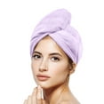 thumbnail image 3 of 3Pack Microfiber Hair Towel Wrap Absorbent, Fast Drying Hair Turban Soft, No Frizz Hair Wrap Towels-blue+purple+grey, 3 of 5