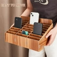 thumbnail image 3 of 24-Grid Wooden Cell Phone Storage Box Mobile Phone Holder Desktop Organizer Storage Box for Classroom Office BurlyWood Finished Product: 320x200x180mm DIY, 3 of 9