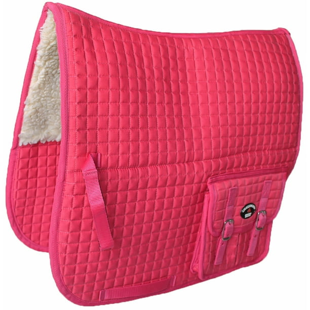 Horse English Quilted Fleece Padded Dressage Saddle Pad with Pockets