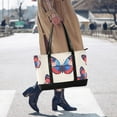 thumbnail image 4 of FORMRS Canvas Laptop Tote Bag for Women with 15.6" Computer Compartments Shoulder Handbag, Blue Butterflies, 4 of 7