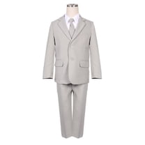 B-One Kids Boys' Formal 5 Piece Suit Set includes Suit Jacket, Dress Pants, White Dress Shirt, Matching Suit Vest and Clip-on Tie for Baby, Toddlers, Little Boys, Big Kids & Young Men