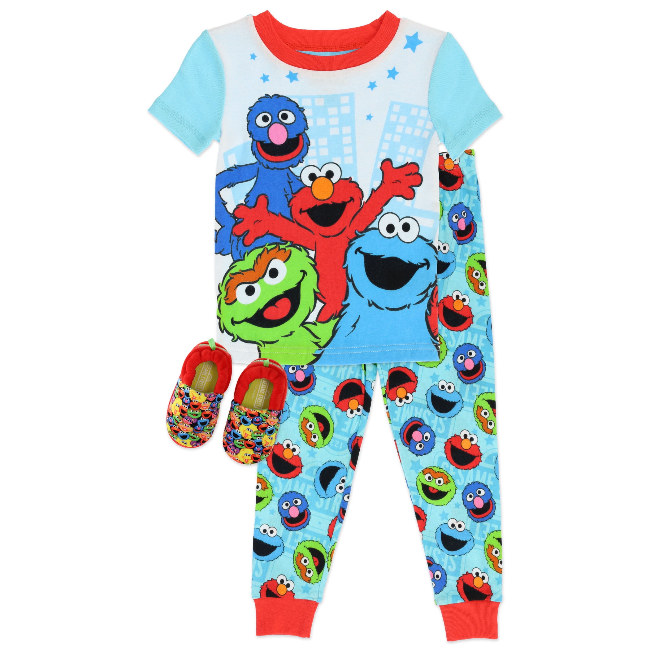 Sesame Street Toddler Pajamas 2-Piece Cotton, Toddler 4, Turquoise ...