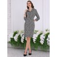 thumbnail image 2 of DARING DIVA 3/4 Sleeve Collared Vintage Tweed Midi Dress XL Black, 2 of 5