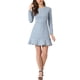 thumbnail image 2 of Vestido elegante de manga larga con volantes de ante sintético para mujer INSPIRE CHIC en gris azul, 2 of 6