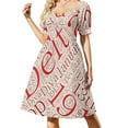 thumbnail image 1 of Vestido de manga corta con estampado de palabras de Diva, elegante, tallas grandes, de verano, de lujo, 1 of 7